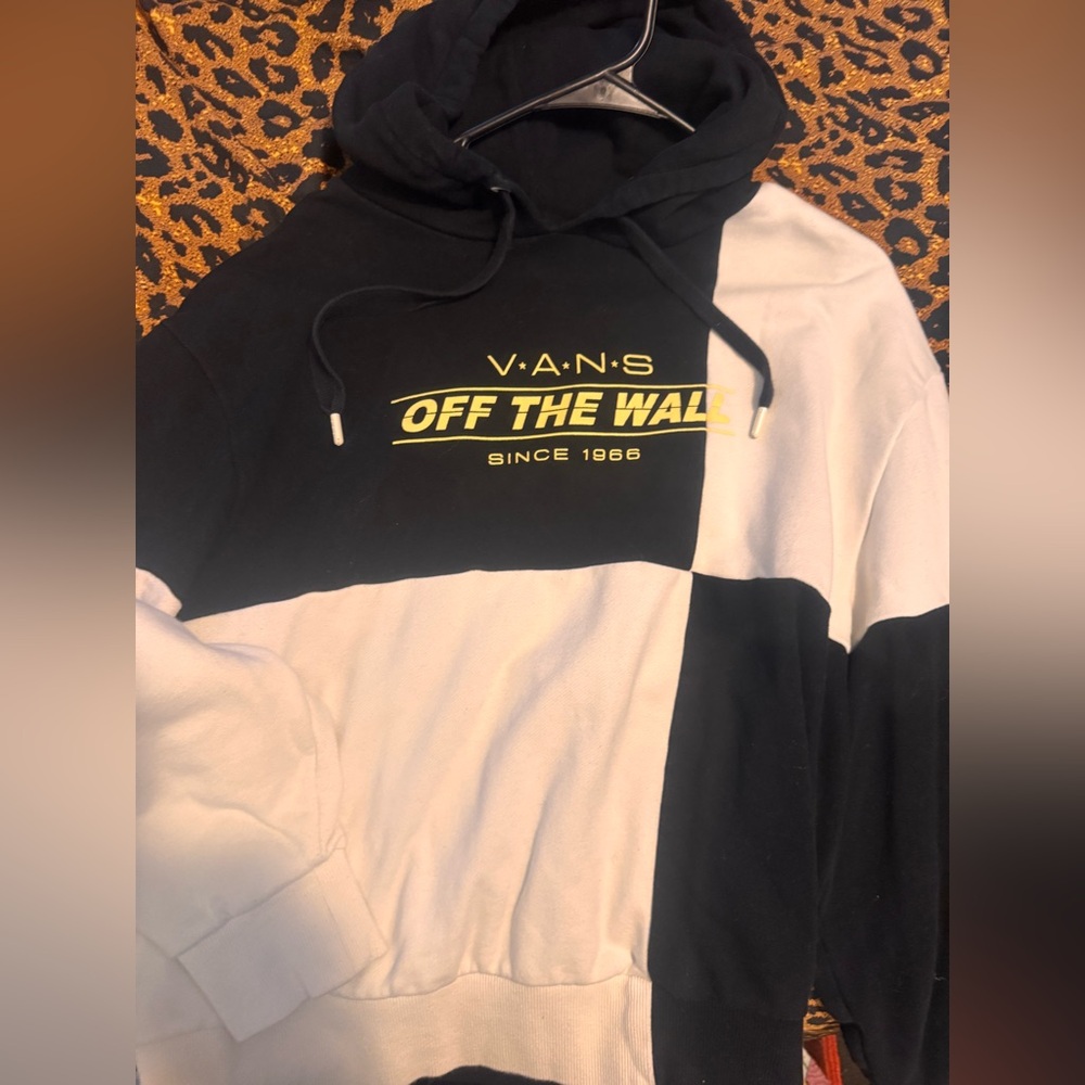 Black and White Vans Colorblock Hoodie- MEDIUM